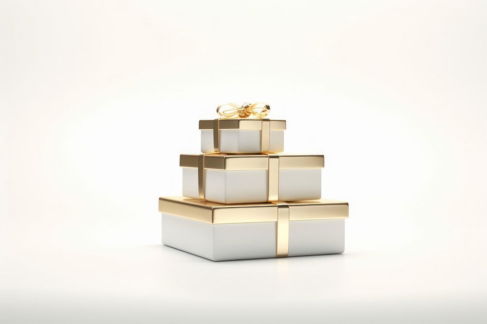 Gifts box christmas gold white background. AI generated Image by rawpixel.