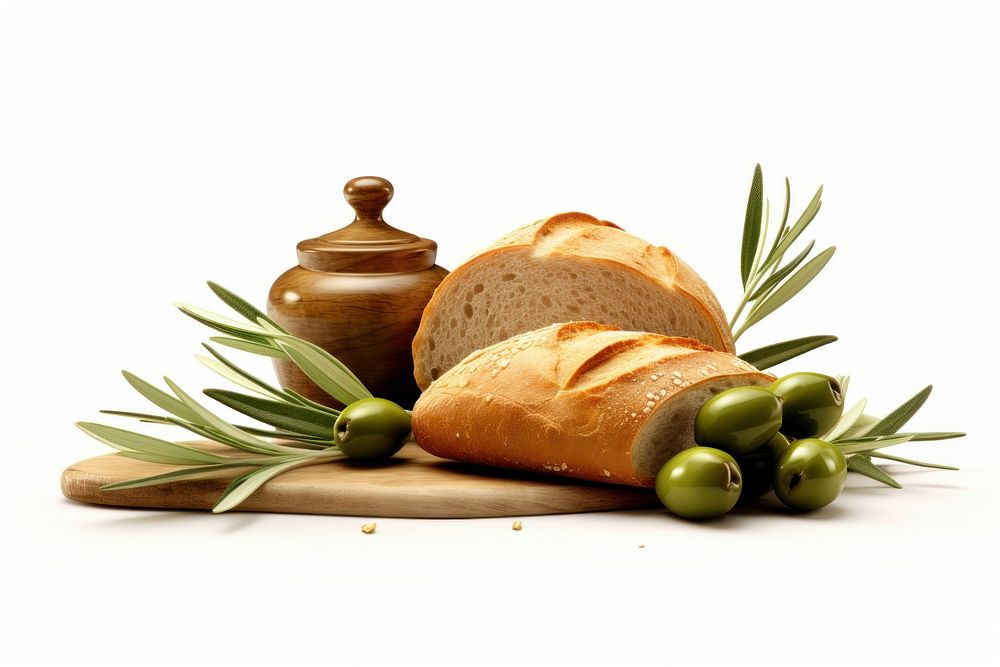 Olive bread food white background. AI generated Image by rawpixel.