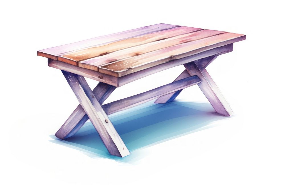 A wooden table furniture bench white background. AI generated Image by rawpixel.
