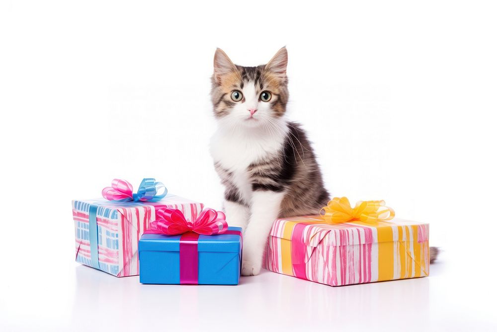 Gift mammal animal kitten. AI generated Image by rawpixel.