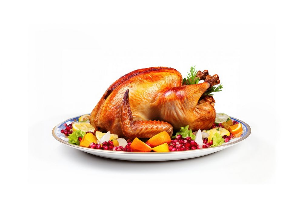 Christmas turkey food dinner plate. AI generated Image by rawpixel.