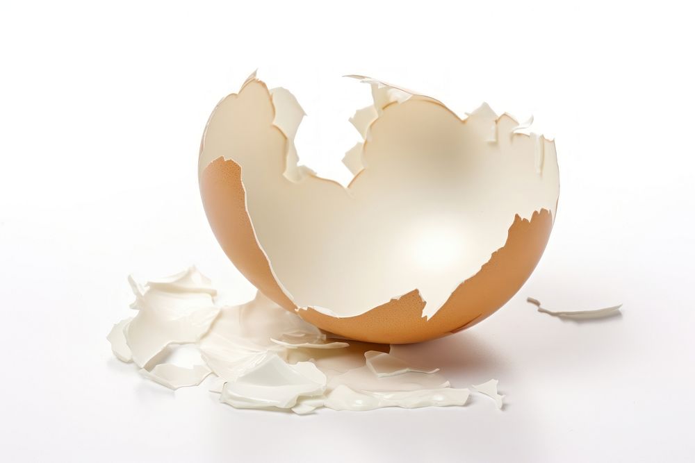 Egg shell broken white white background. AI generated Image by rawpixel.