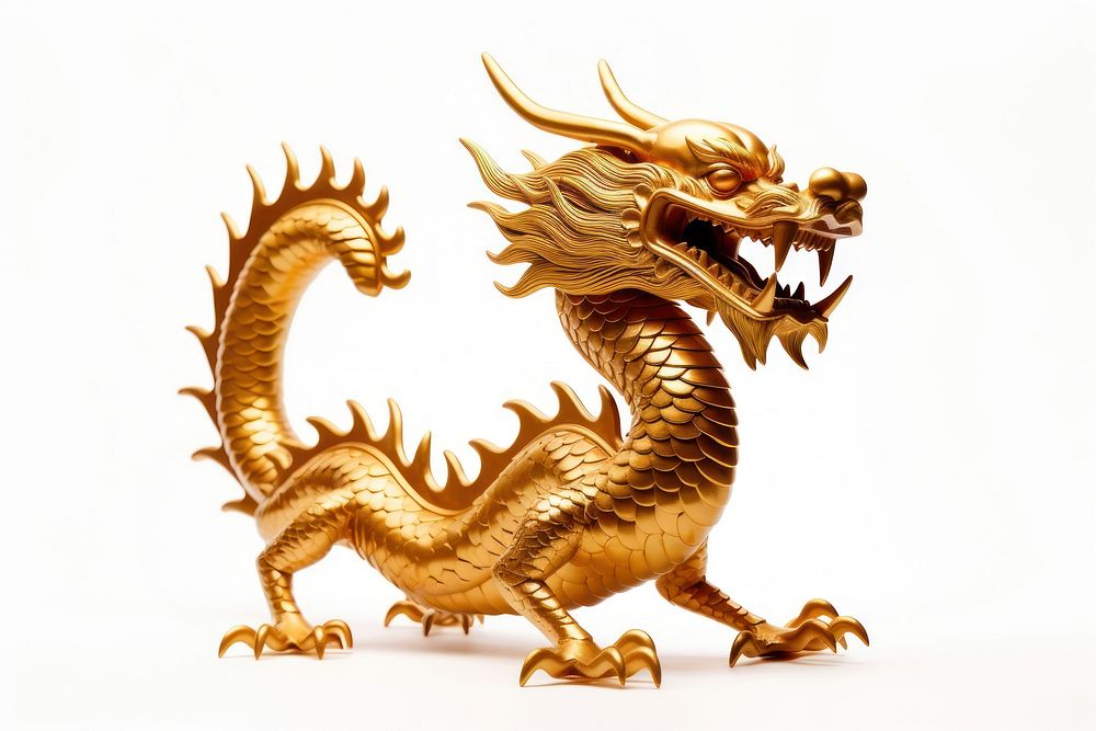 PNG Chinese golden dragon dinosaur animal representation. AI generated Image by rawpixel.