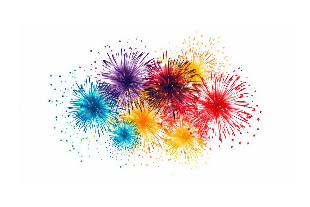 Celebration fireworks white background recreation. AI generated Image by rawpixel.