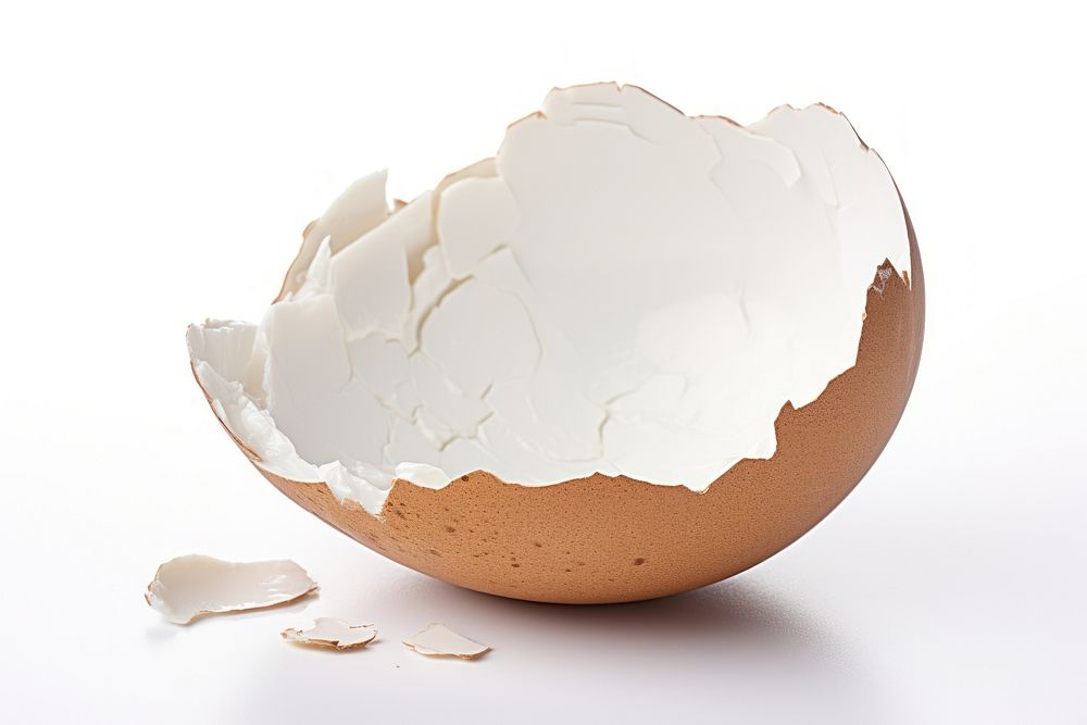 Egg shell cracked food white background. AI generated Image by rawpixel.