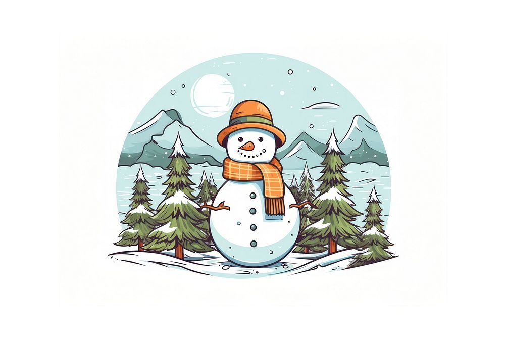 Merry christmas snowman winter nature. AI generated Image by rawpixel.
