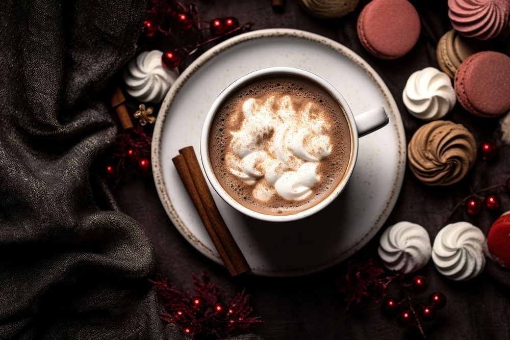 Christmas sweets mug chocolate coffee. AI generated Image by rawpixel.