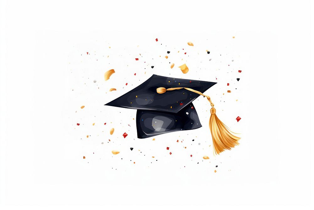 Graduation confetti white background achievement. AI generated Image by rawpixel.