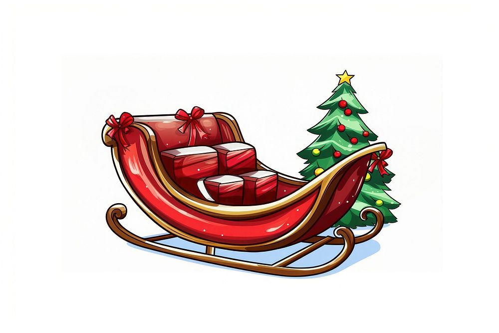 Christmas cartoon sled celebration. AI generated Image by rawpixel.