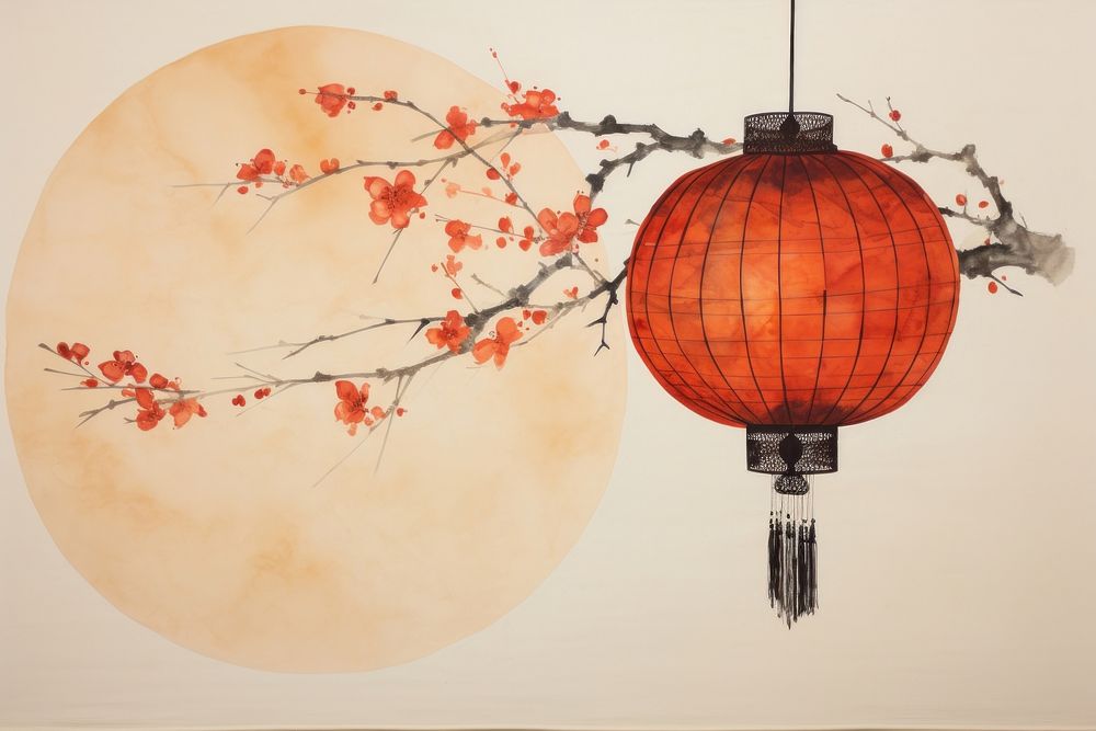 Lantern Chinese gongbi painting lantern lamp art. AI generated Image by rawpixel.