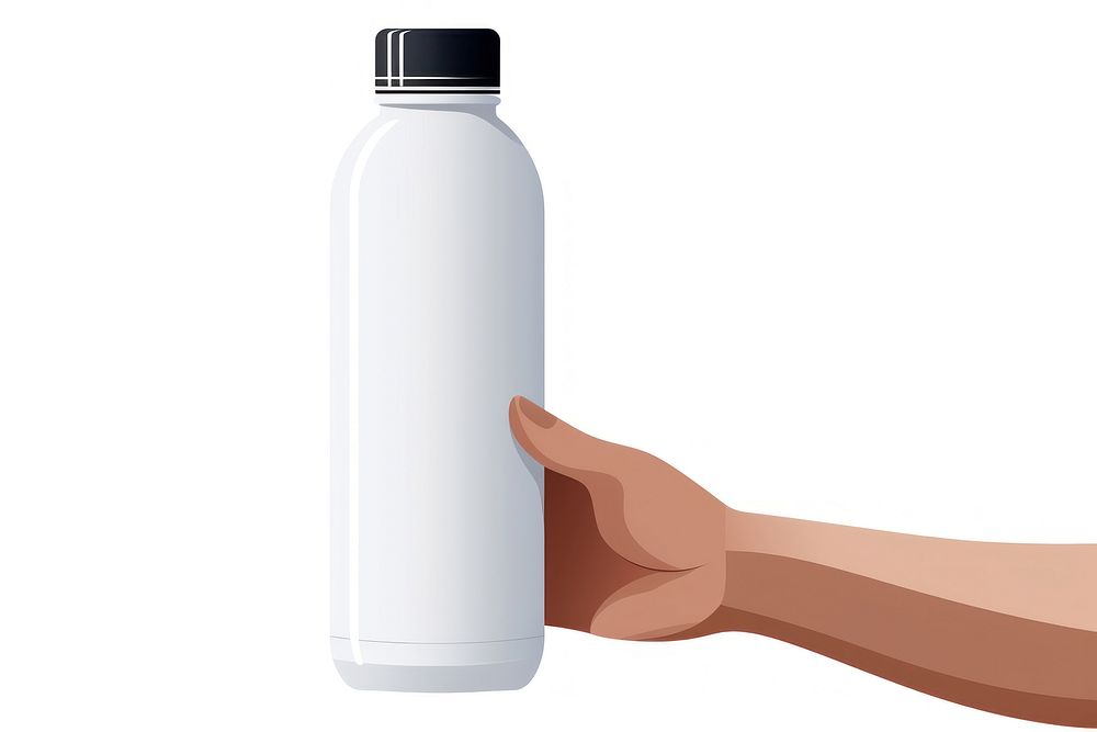 Bottle holding hand white background. AI generated Image by rawpixel.