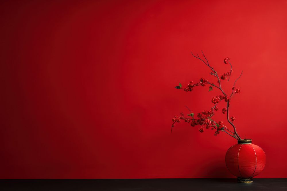 Chinese Lantern flower plant wall. AI generated Image by rawpixel.