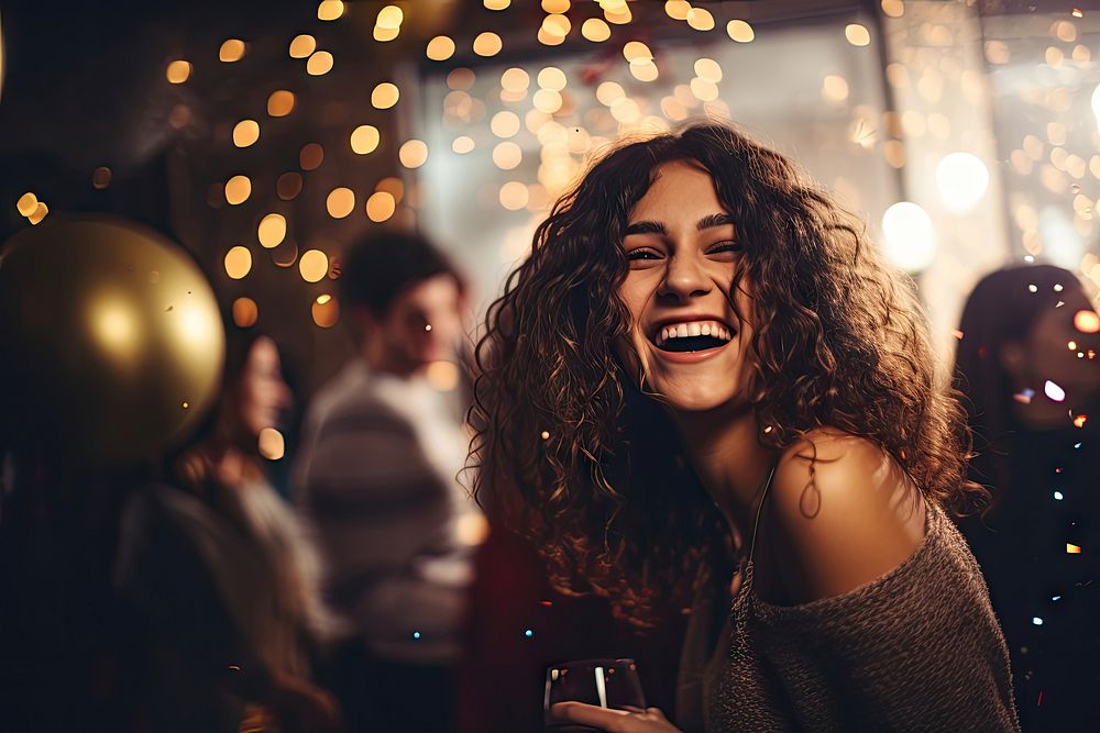 A new year party among friends laughing adult night. AI generated Image by rawpixel.