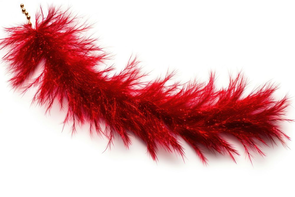 Christmas tinsel white background lightweight caterpillar. 