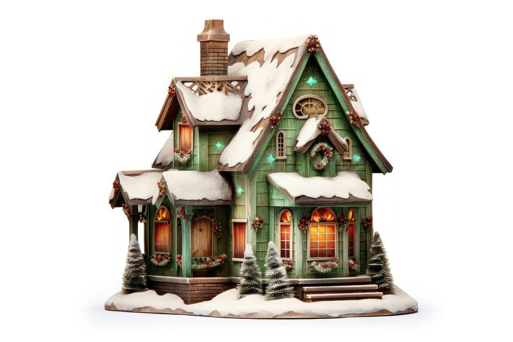 Christmas putz house architecture gingerbread building. AI generated Image by rawpixel.