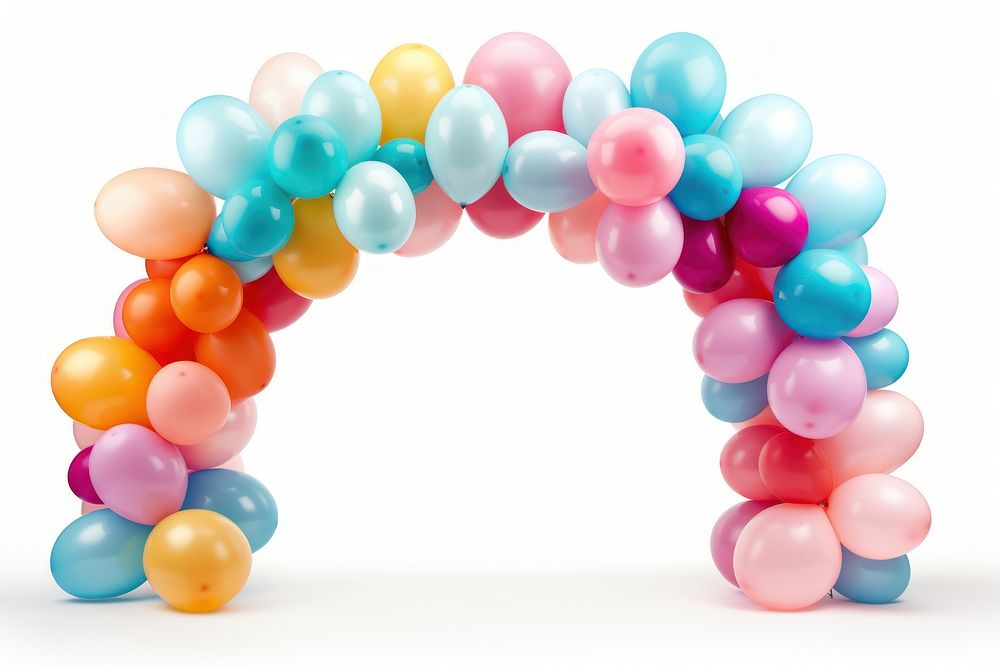 Party balloons arch white background architecture. AI generated Image by rawpixel.
