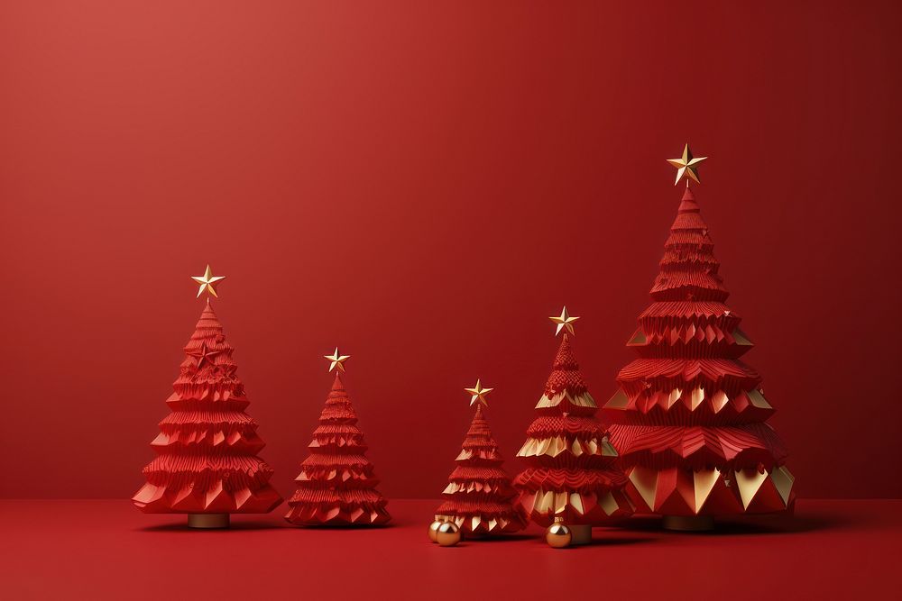 Christmas gold tree red. AI generated Image by rawpixel.