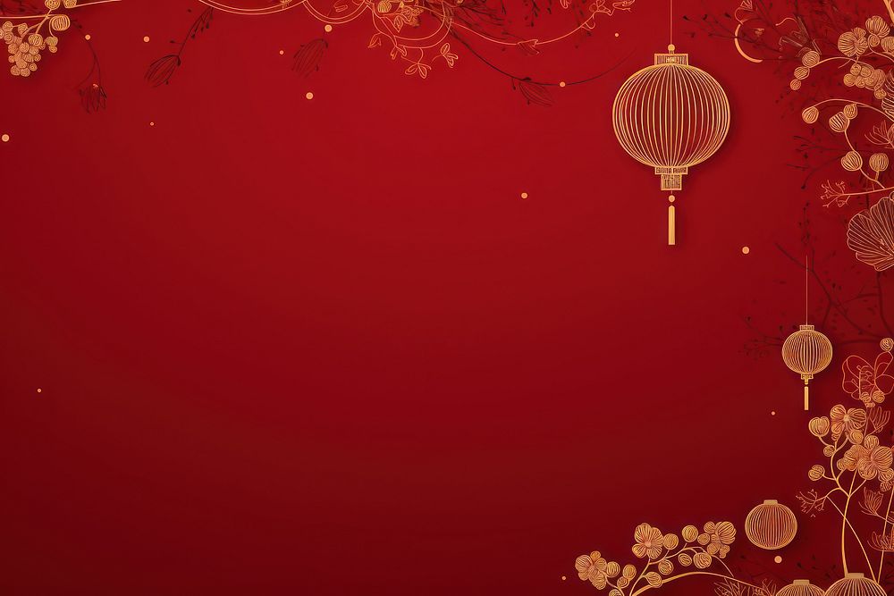 Red Gold Frame Background backgrounds lantern pattern. AI generated Image by rawpixel.