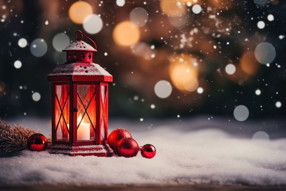 Red lantern christmas outdoors light. AI generated Image by rawpixel.