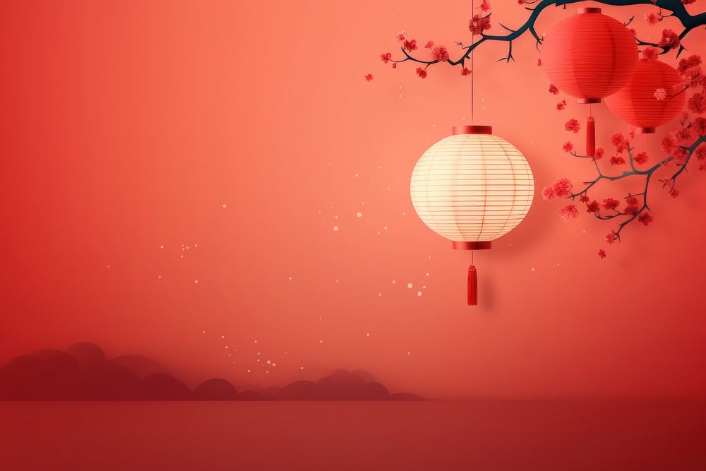 Simple Chinese Style Lantern lantern red architecture. AI generated Image by rawpixel.