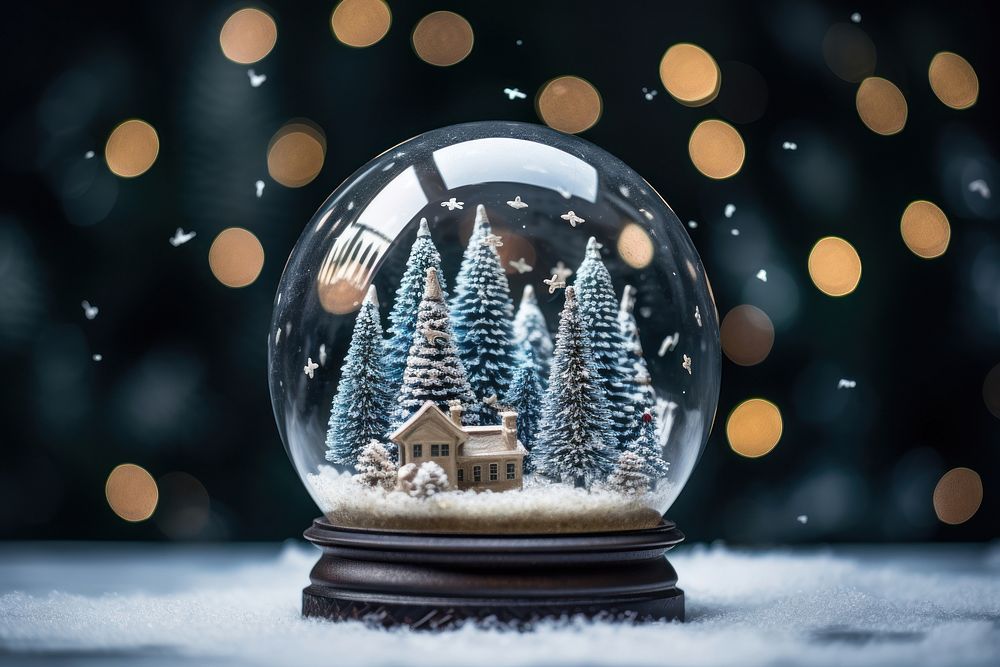 Snowglobe christmas nature night. AI generated Image by rawpixel.