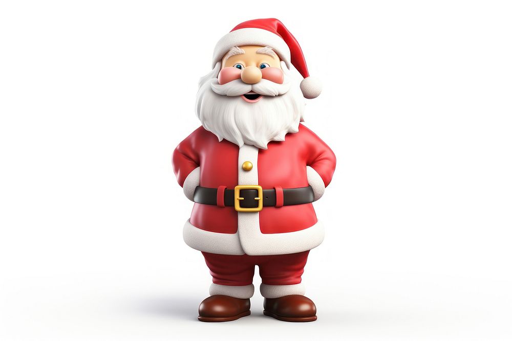 Santa Claus cartoon toy white background. AI generated Image by rawpixel.