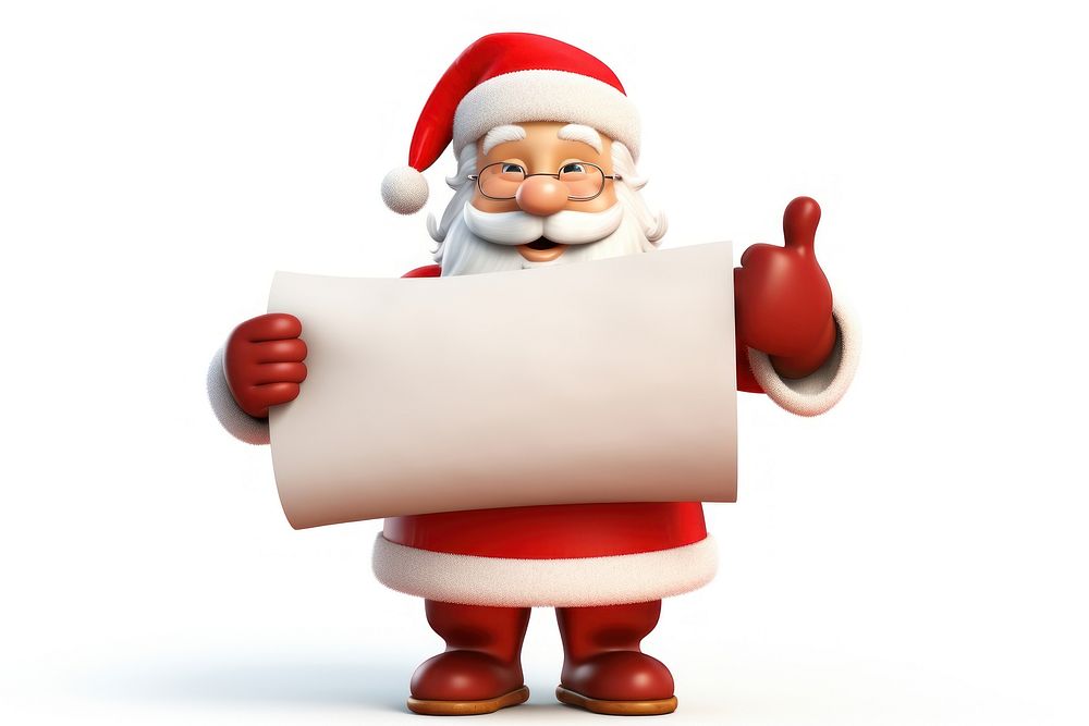 Santa Claus holding a white blank sign cartoon white background santa claus. AI generated Image by rawpixel.