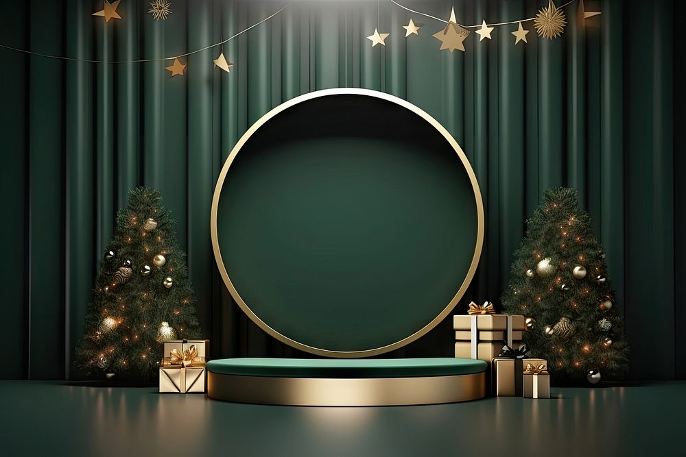 Christmas interior christmas lighting green. AI generated Image by rawpixel.
