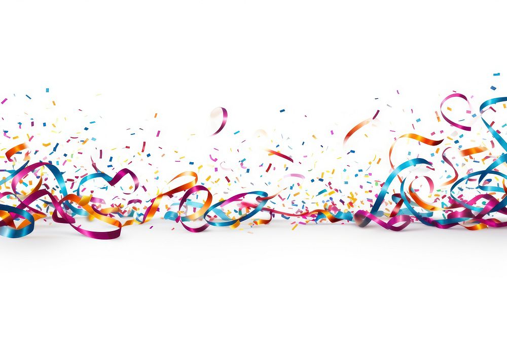 Celebration confetti colorful ribbons backgrounds white background splattered. AI generated Image by rawpixel.