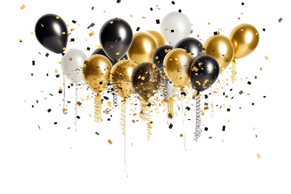 New year modern party confetti balloon white background. AI generated Image by rawpixel.