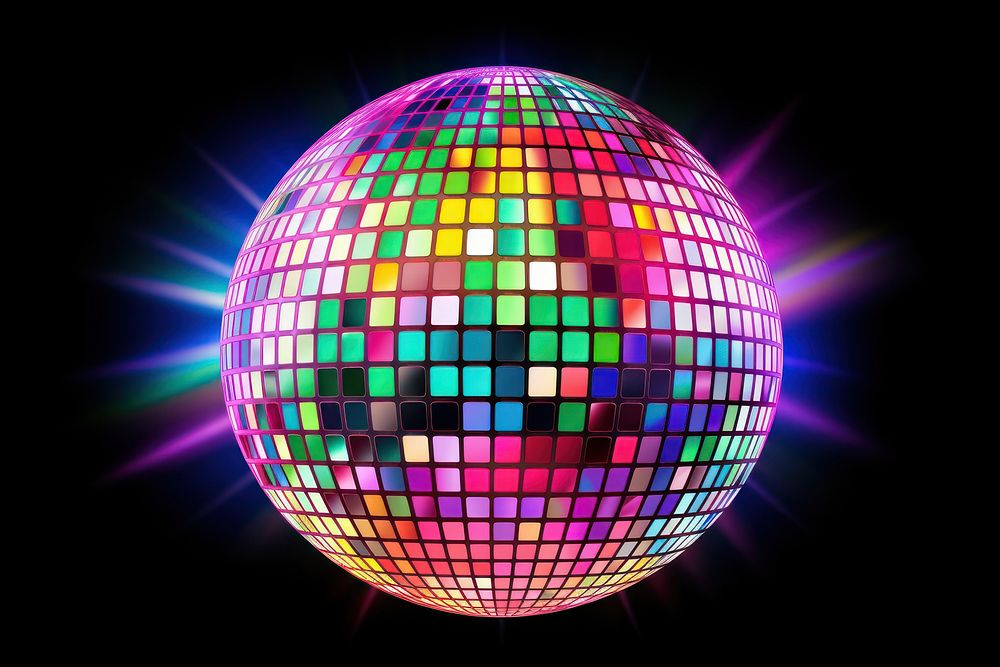 Psychedelic disco ball sphere light party. AI generated Image by rawpixel.