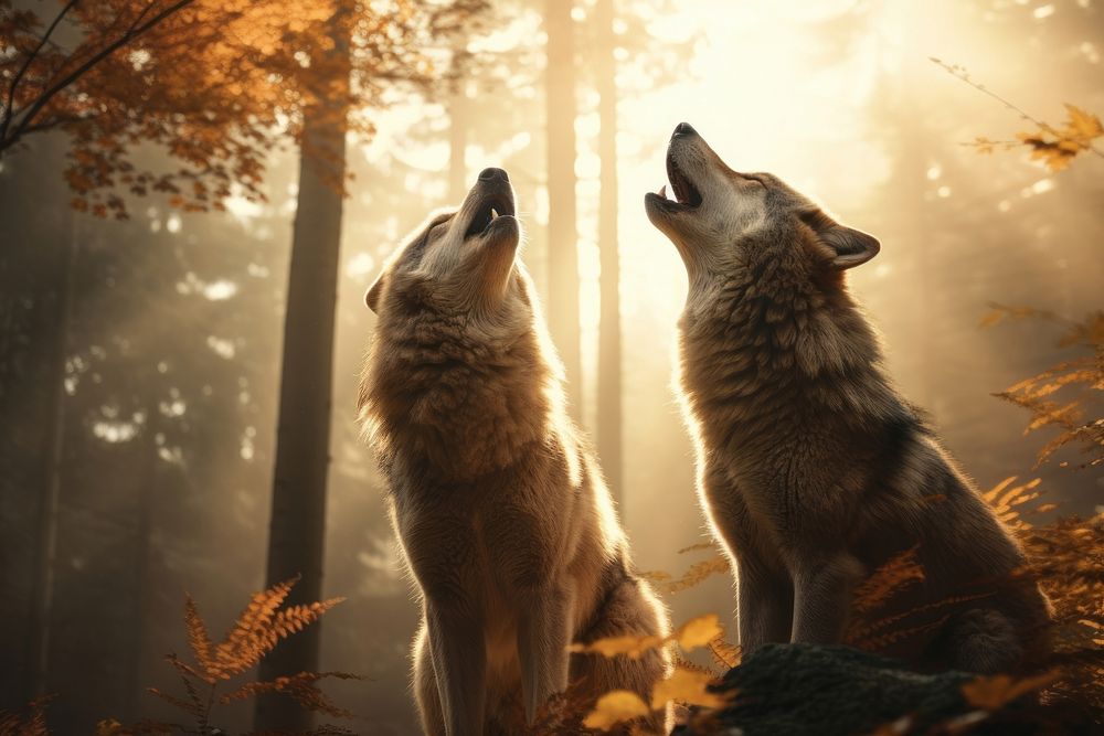 Wolf animal mammal forest. AI generated Image by rawpixel.