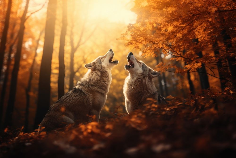 Autumn wolf animal mammal. AI generated Image by rawpixel.