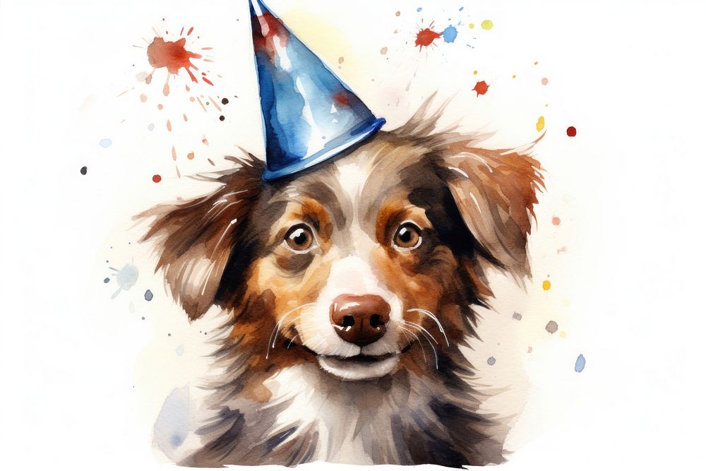 Dog wearing party hat portrait cartoon mammal. AI generated Image by rawpixel.
