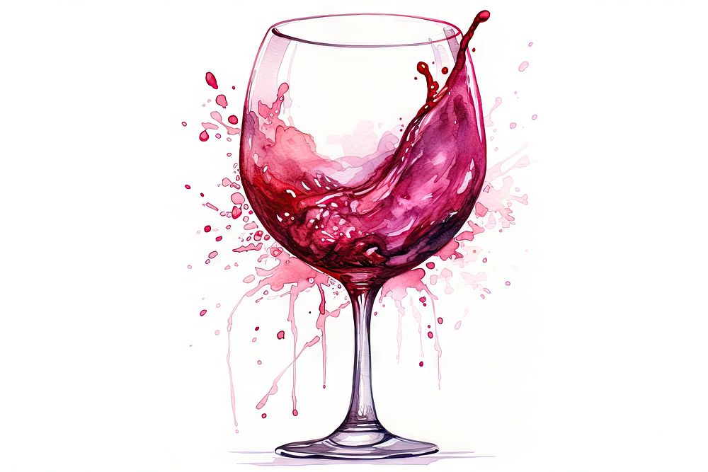 Red wine glass drink white background refreshment. AI generated Image by rawpixel.
