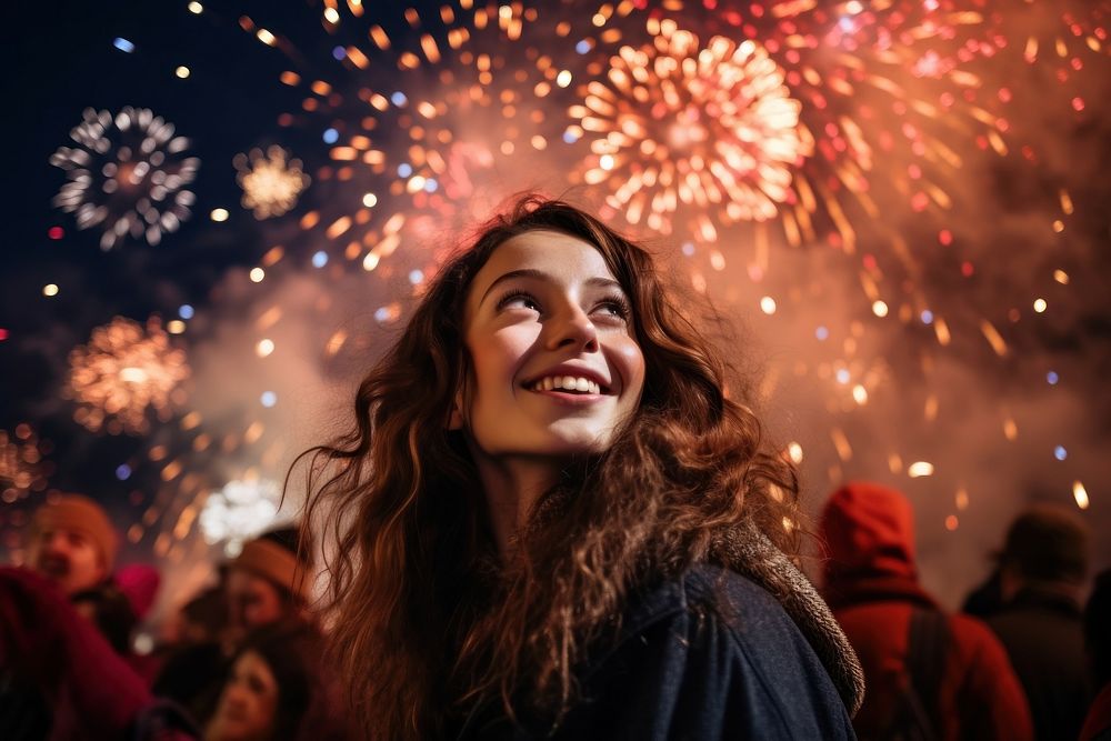Firework fireworks laughing portrait. 
