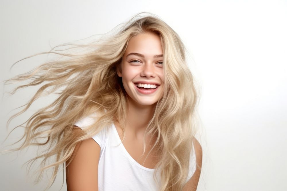 Woman laughing smiling blonde. AI generated Image by rawpixel.