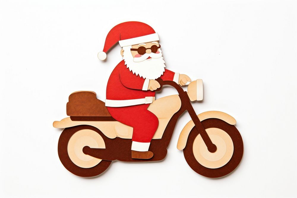 Santa Claus motorcycle vehicle white background. AI generated Image by rawpixel.