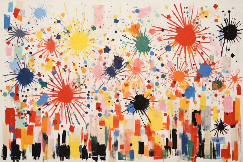 Fireworks backgrounds painting collage. AI generated Image by rawpixel.