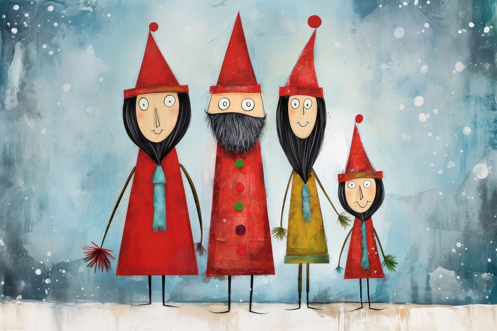 Happy family christmas art anthropomorphic. AI generated Image by rawpixel.