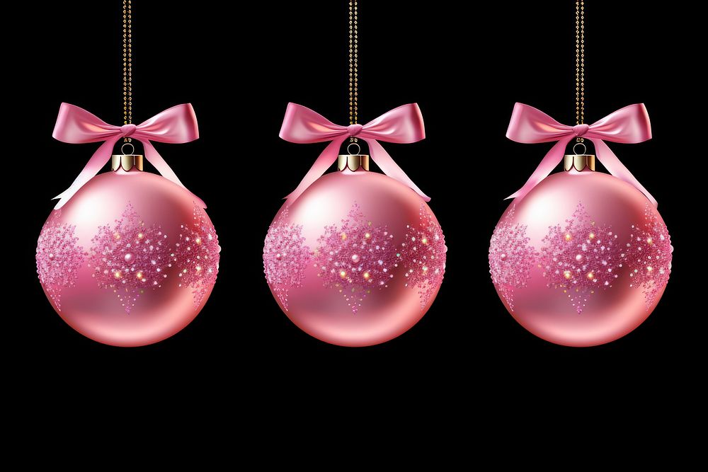 Three pink Christmas baubles christmas illuminated celebration. AI generated Image by rawpixel.