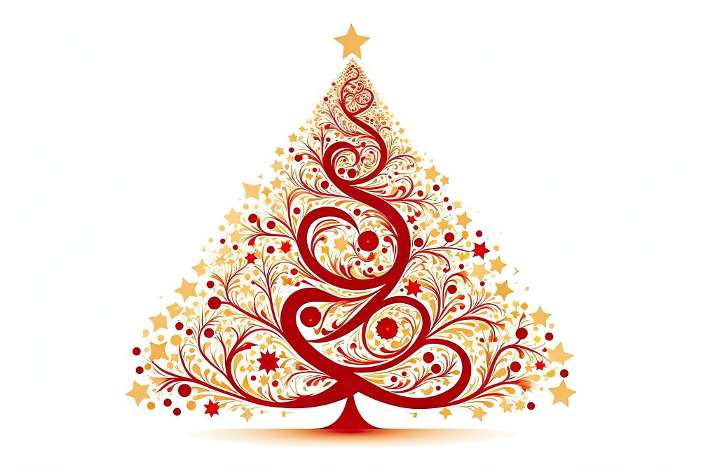 Festive Christmas tree christmas pattern white background. AI generated Image by rawpixel.