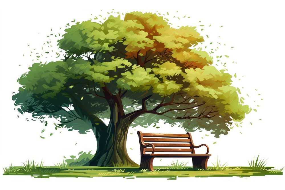 Bench tree furniture plant. AI generated Image by rawpixel.