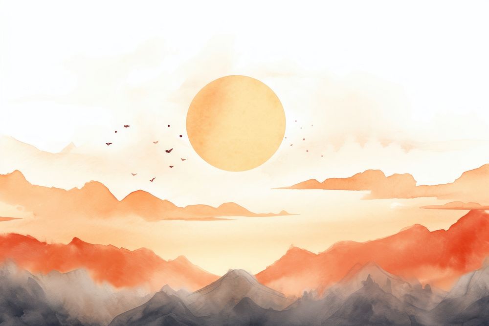 Sky sun landscape mountain. AI generated Image by rawpixel.