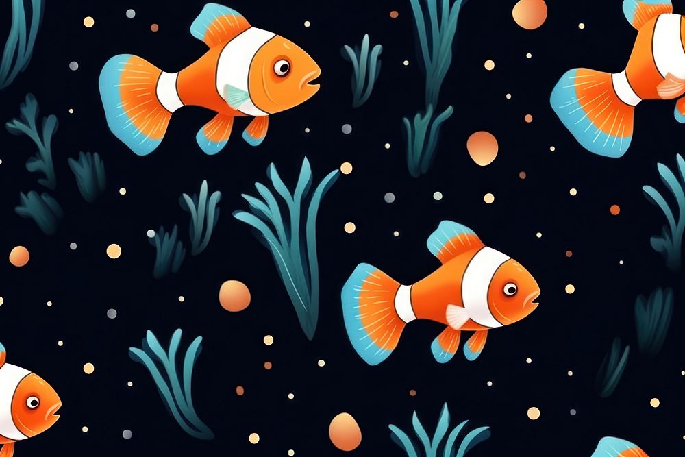 Clownfish backgrounds pattern animal. AI generated Image by rawpixel.