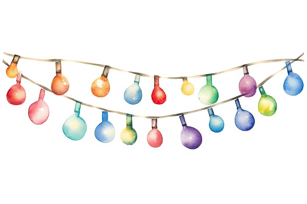 Christmas string lights lightbulb white background clothesline. AI generated Image by rawpixel.