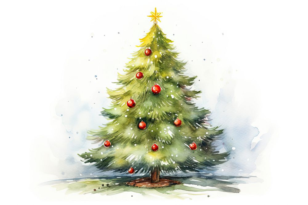 Festive Christmas tree christmas plant white background. AI generated Image by rawpixel.