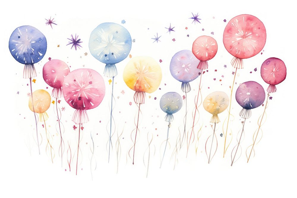 Balloon fireworks white background celebration. AI generated Image by rawpixel.