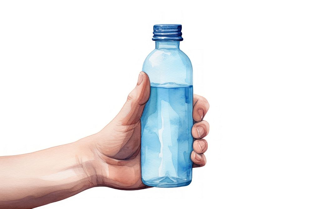 Hand holding water bottle white background refreshment drinkware. AI generated Image by rawpixel.