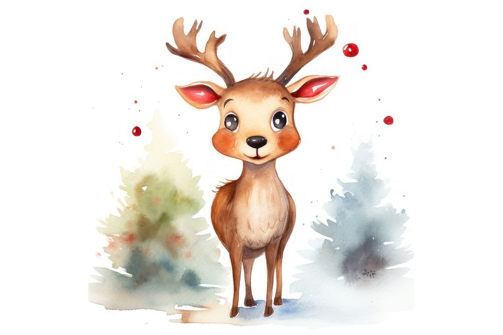Christmas reindeer cartoon mammal animal. AI generated Image by rawpixel.